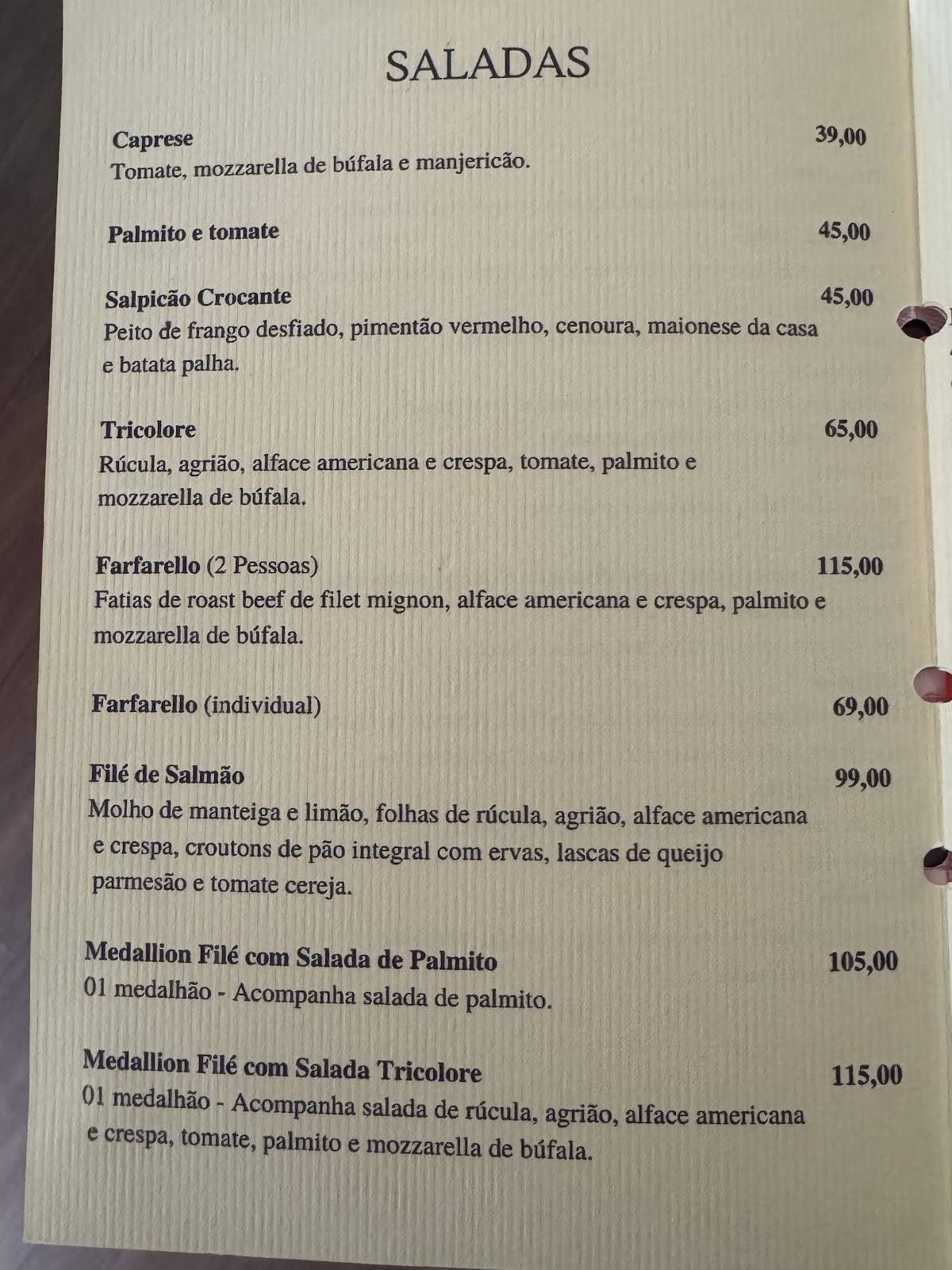 Farfarello Restaurante cardápio