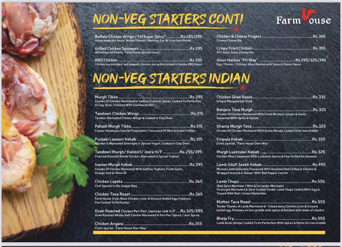 Farmhouse Village menu