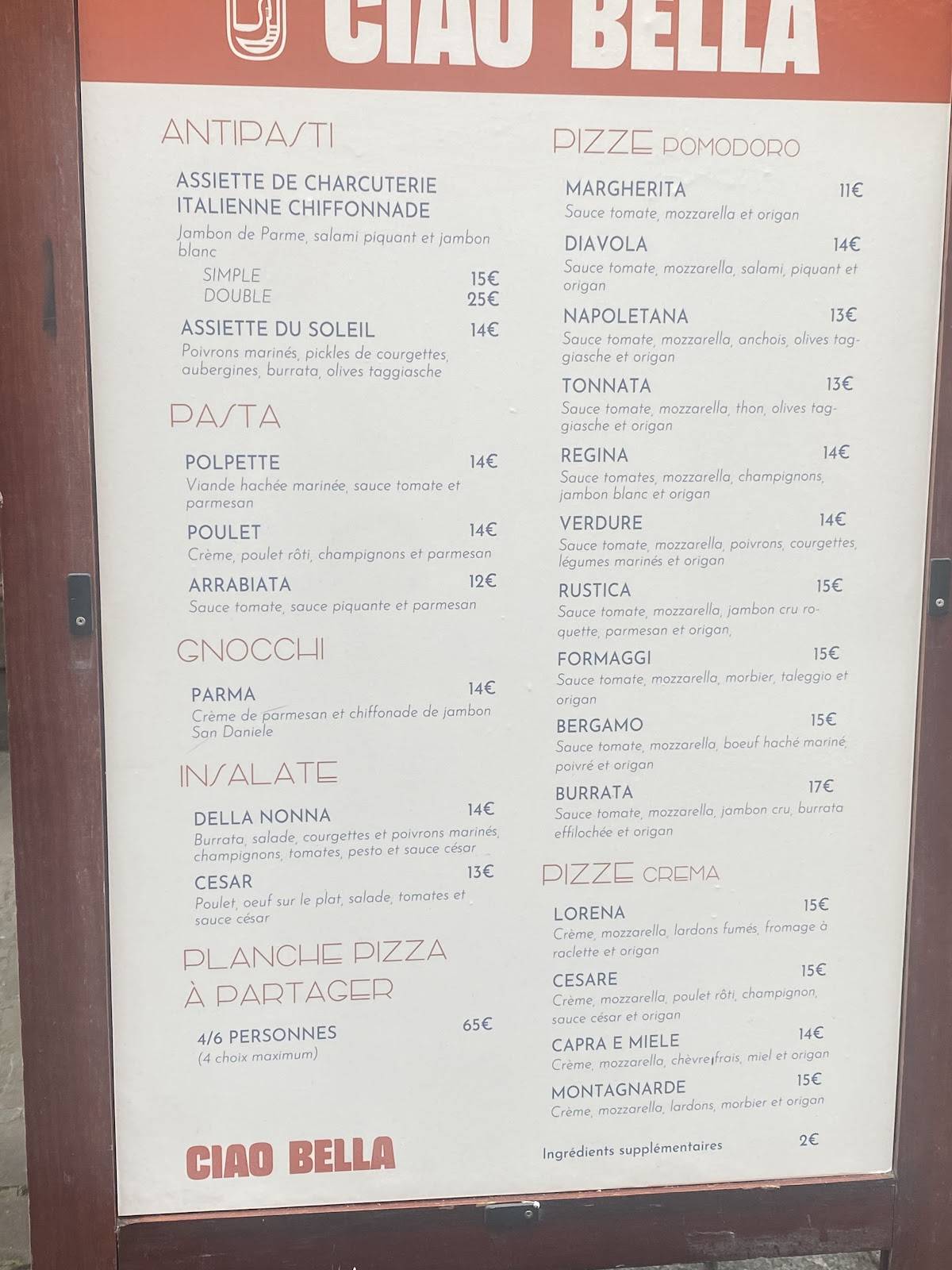 Menu de Biscotto