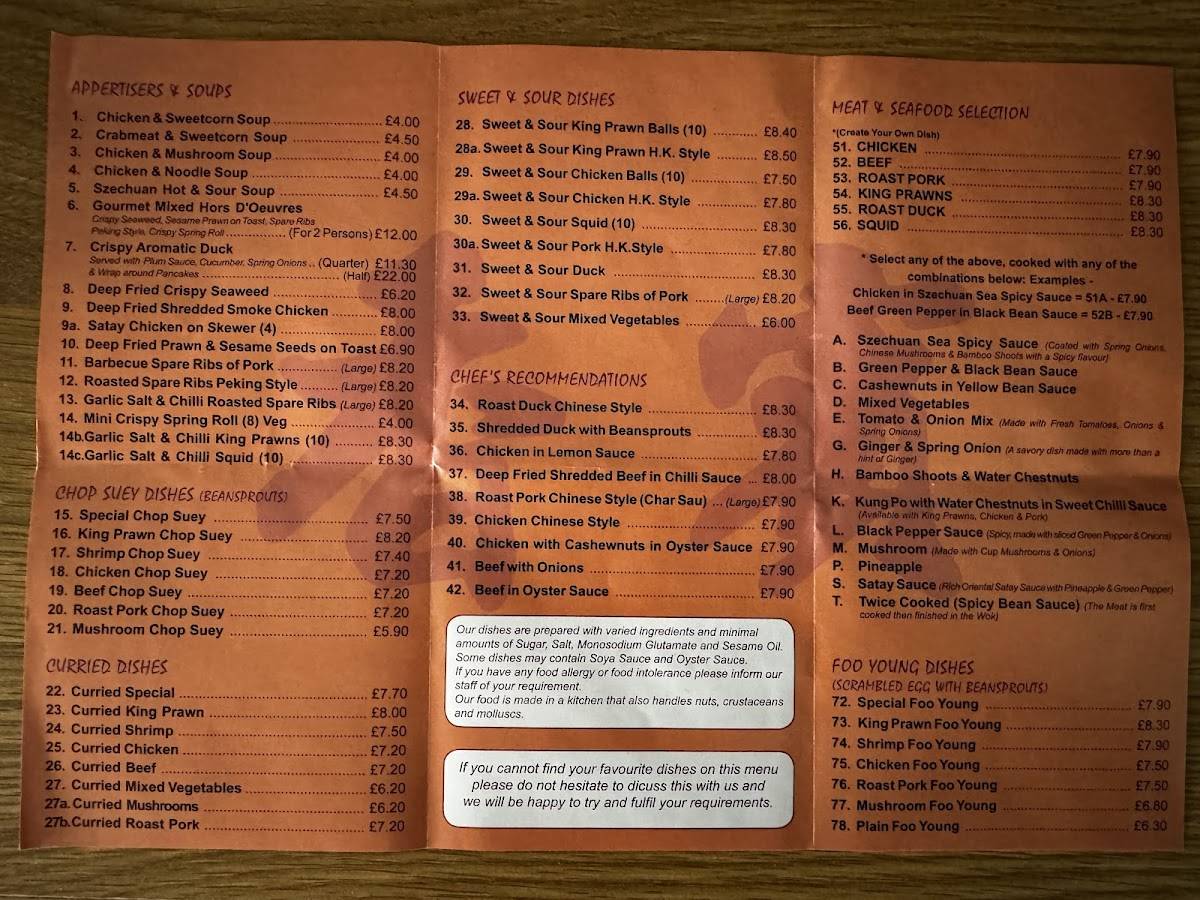 Menu at Champagne Chinese Takeaway fast food, Verwood