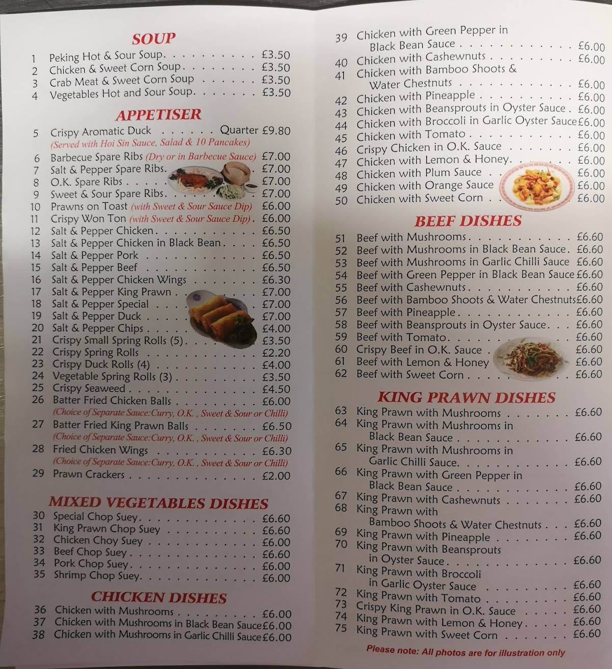 Menu at Lotus Chinese fast food, Ulverston