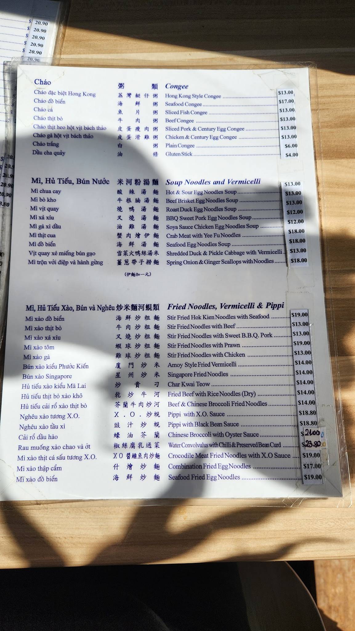 Menu at Parrot House Restaurant, Kensington
