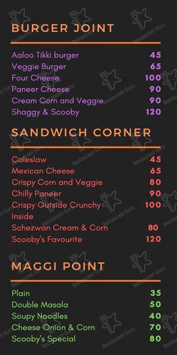 Scooby's Kitchen menu
