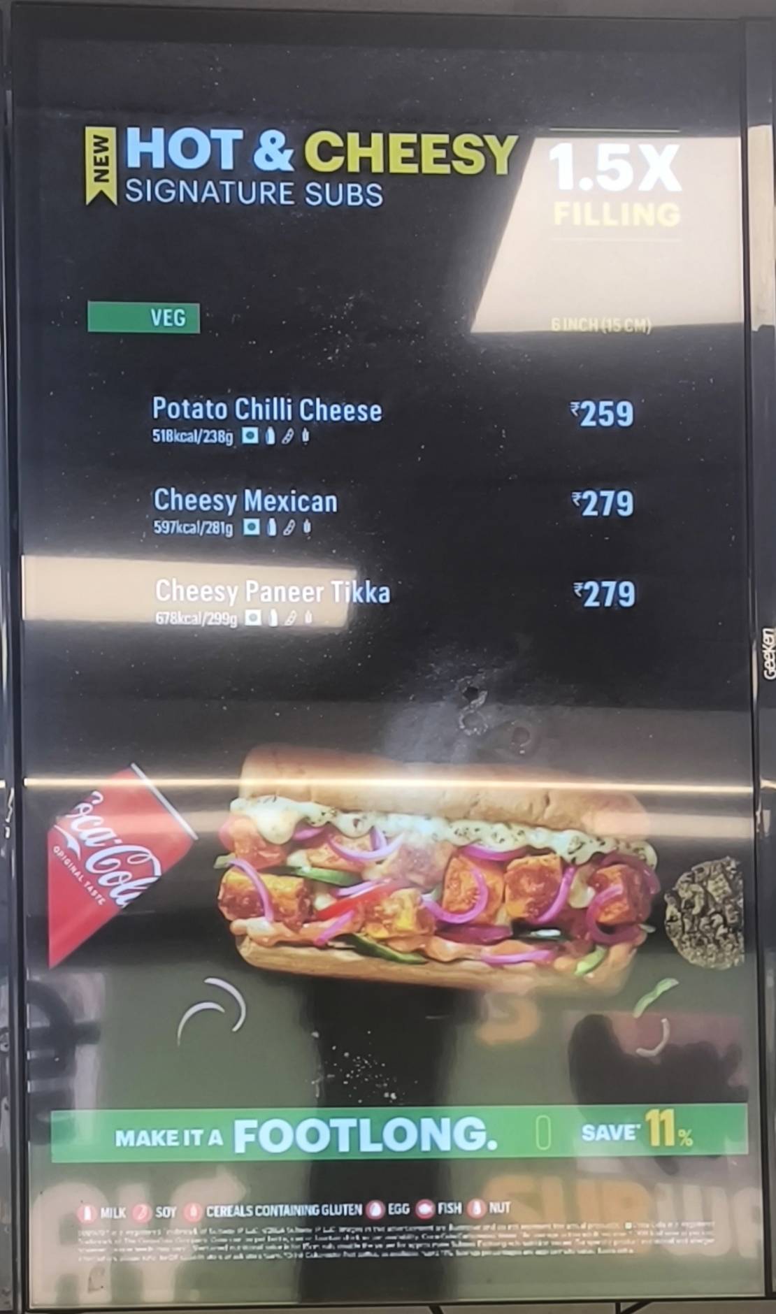 Subway Niwan Bazar menu