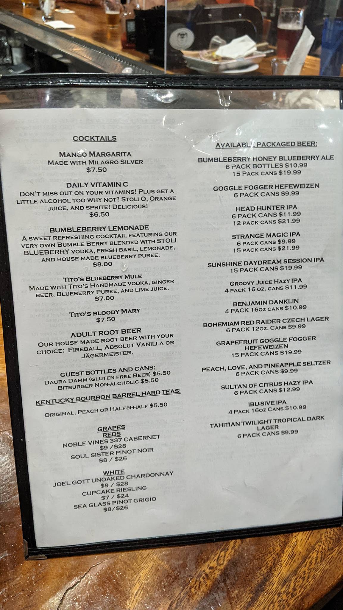 Menu at Fat Head's Brewery restaurant, Middleburg Heights