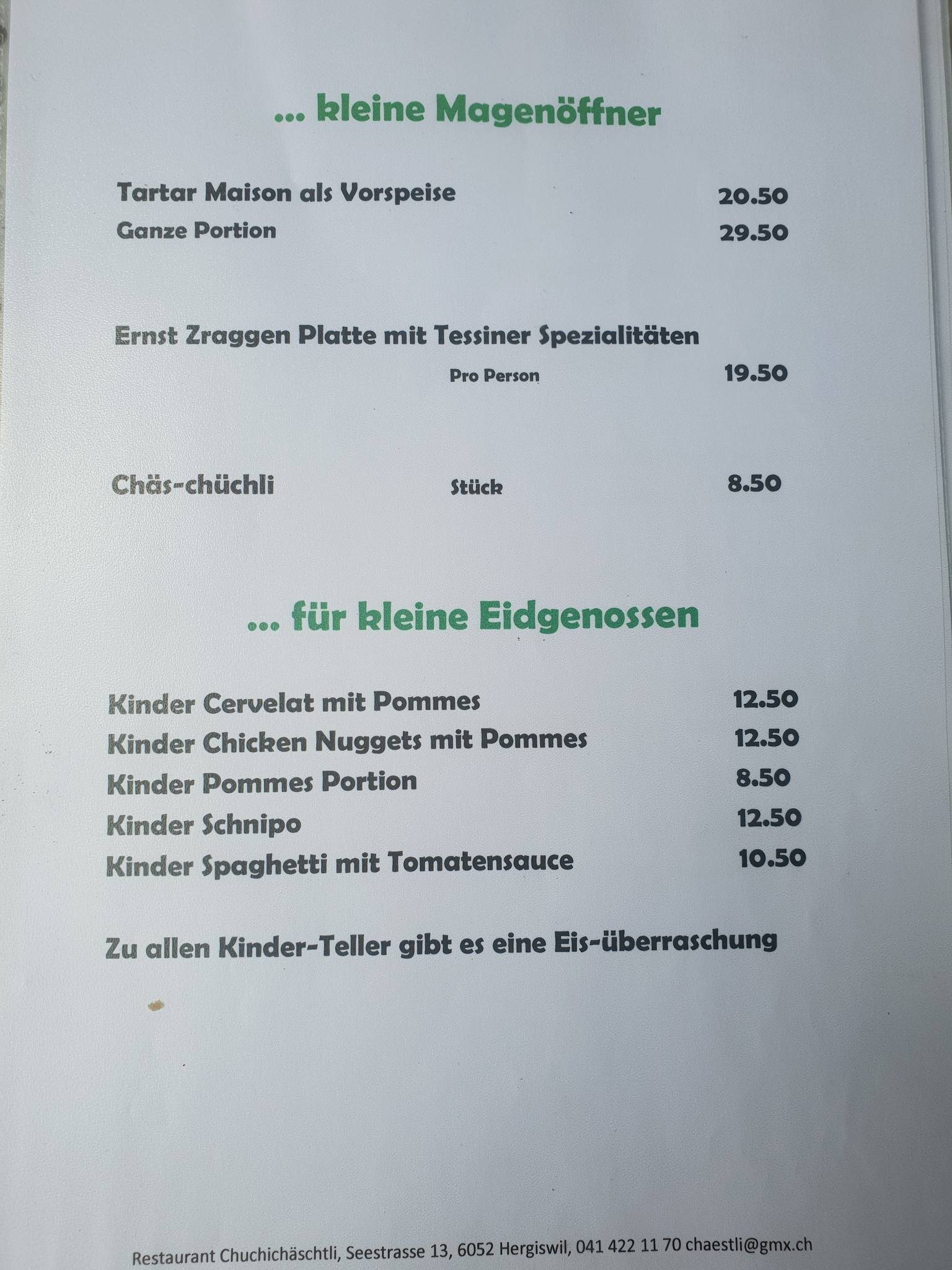 Menu di chuchichäschtli 