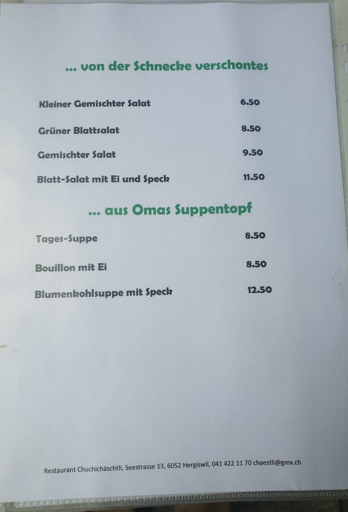 Menu di chuchichäschtli 