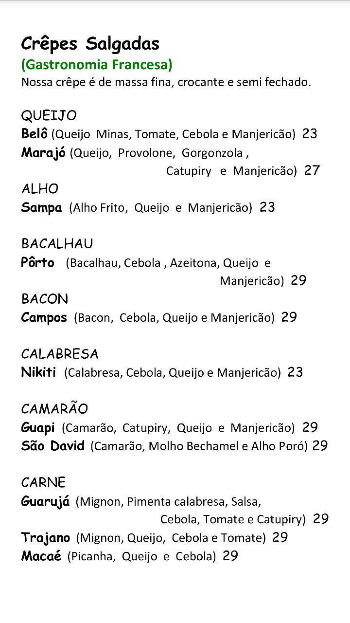 Finalmente Bistrô cardápio