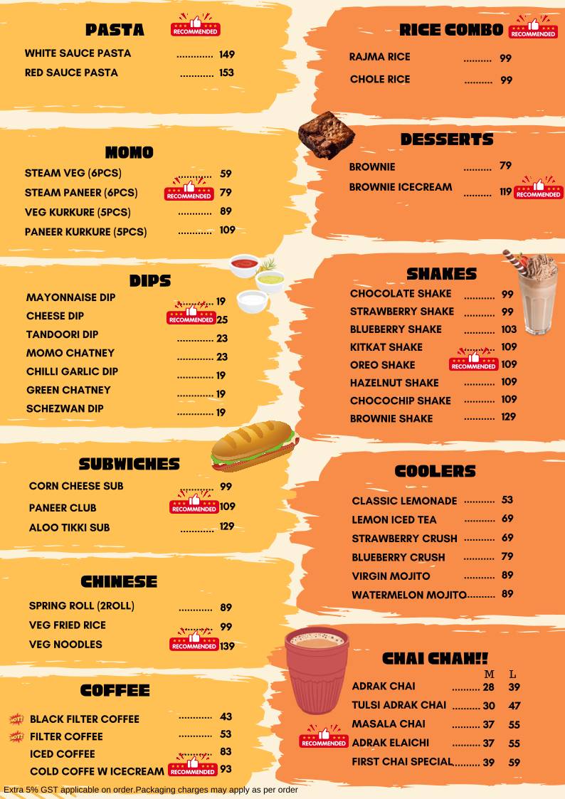 First Chai menu