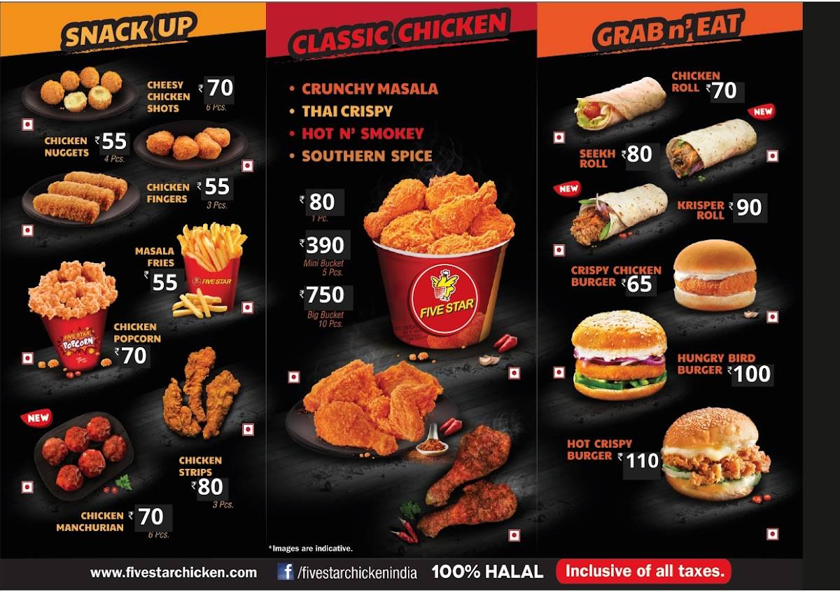 Five star chicken menu