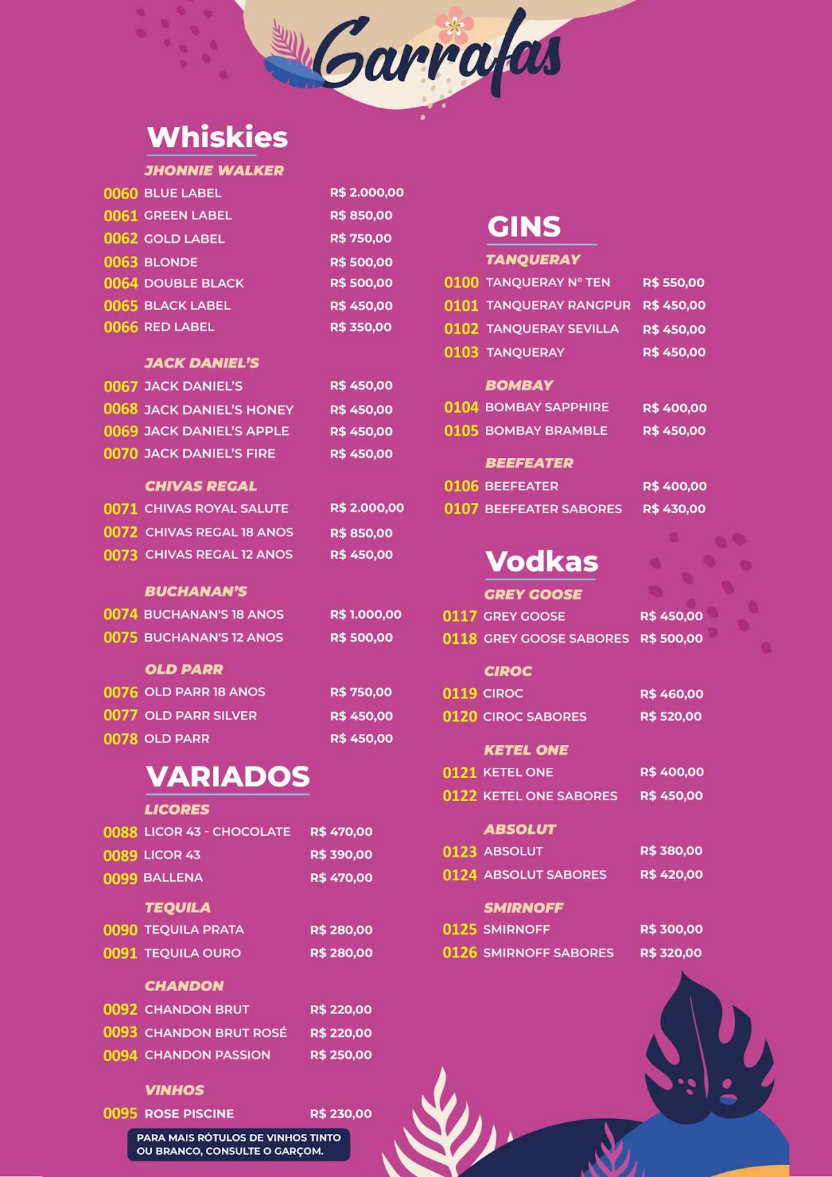 Flamingo Restaurante Bar cardápio