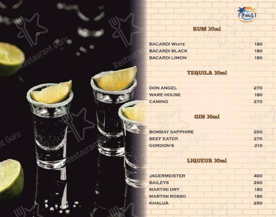 Menu for the Float Gastro Pub pub & bar