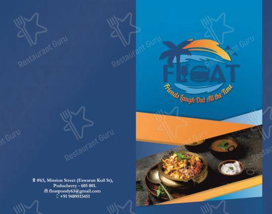 Menu bar for Float Gastro Pub in Puducherry
