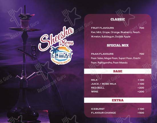 Menu for the Float Gastro Pub pub & bar