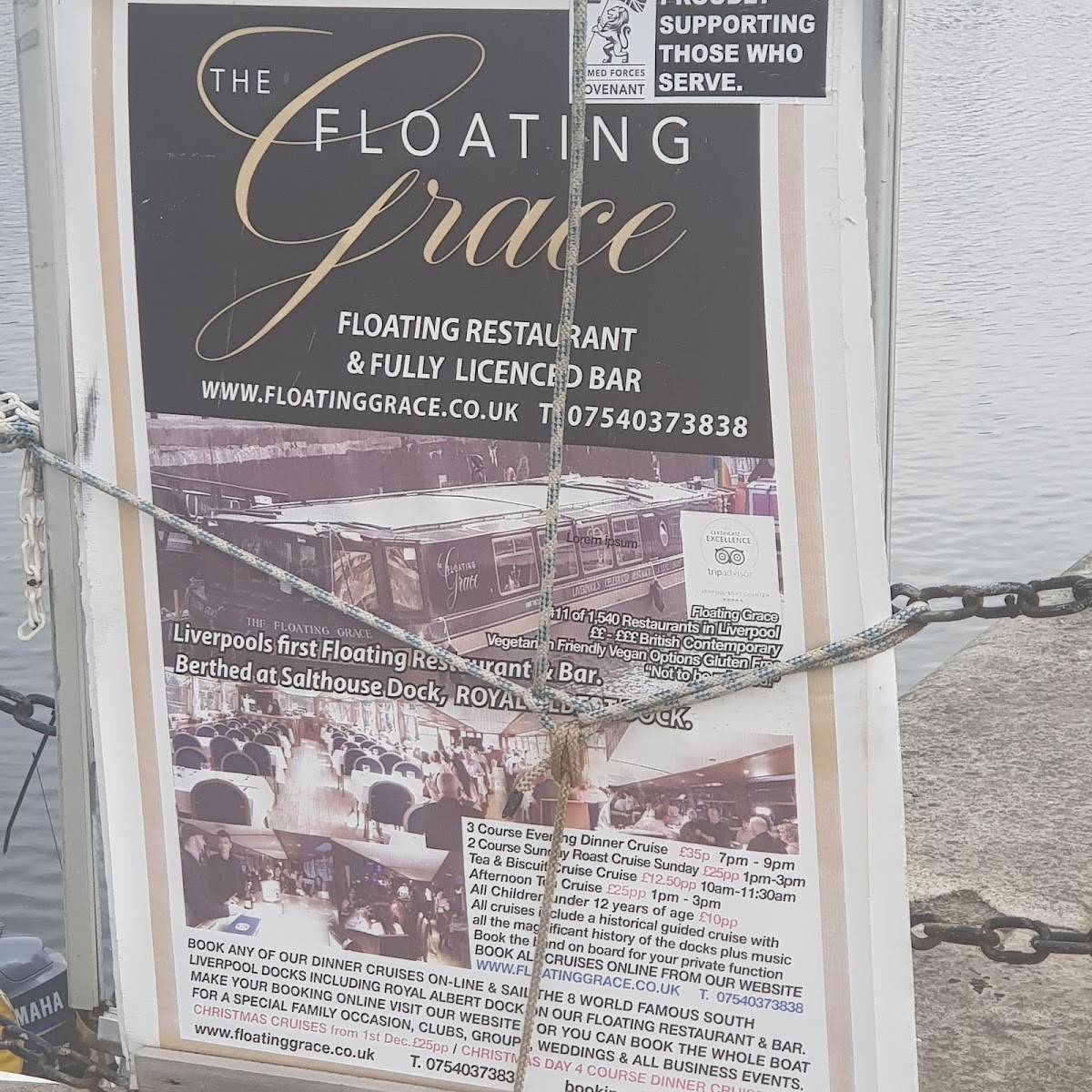 Menu at Floating Grace restaurant, Liverpool