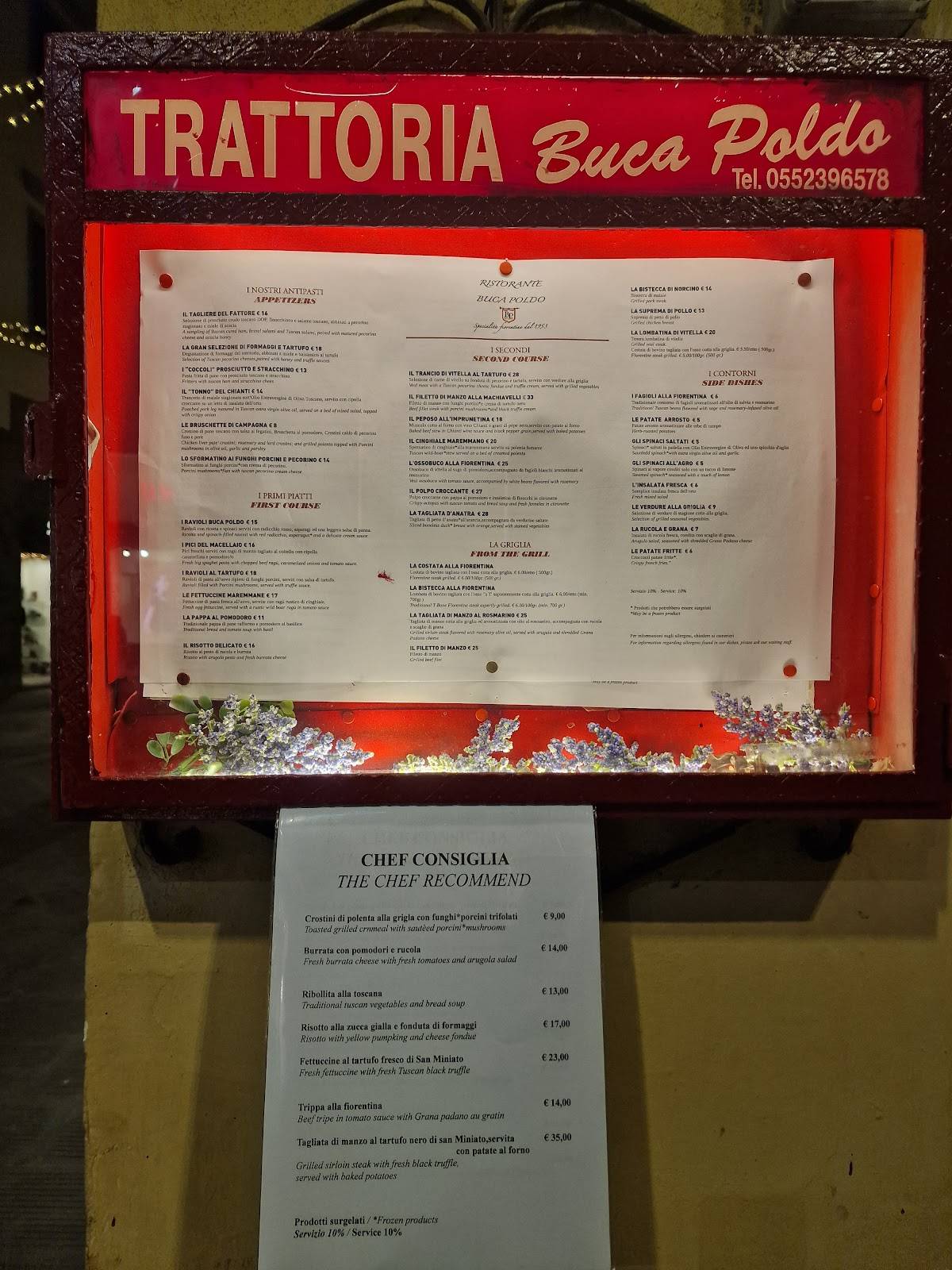 Menu di Buca Poldo 