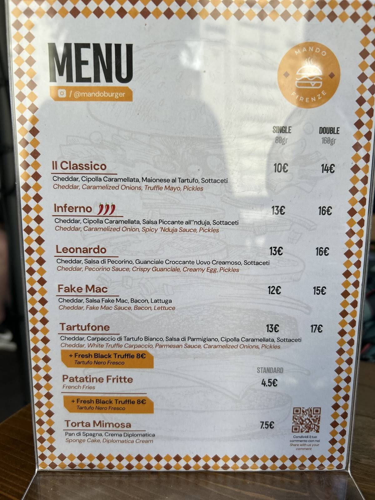 Menu di Mando Burger 