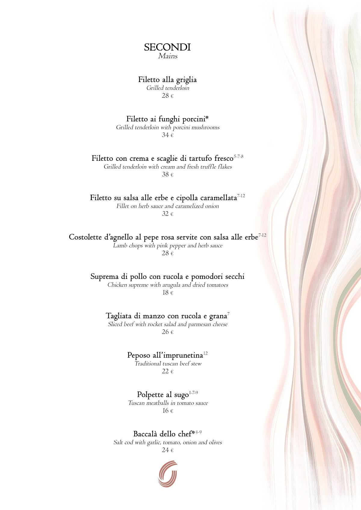 Menu di Oltrarno Ristorante Toscano 
