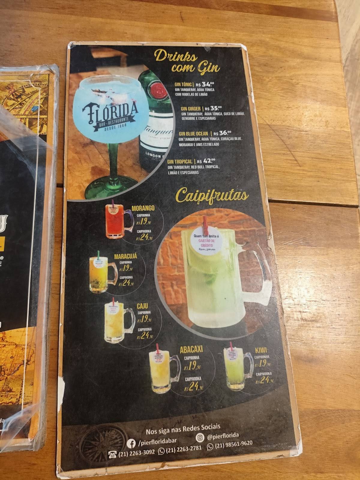 Flórida Bar e Restaurante cardápio