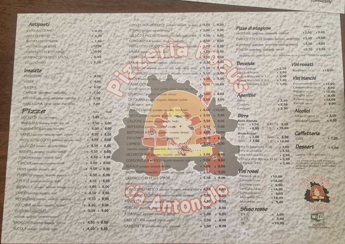 Menu di Focus Pizza 