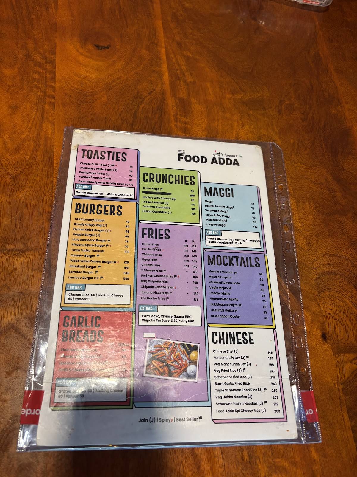Food Adda Virar menu