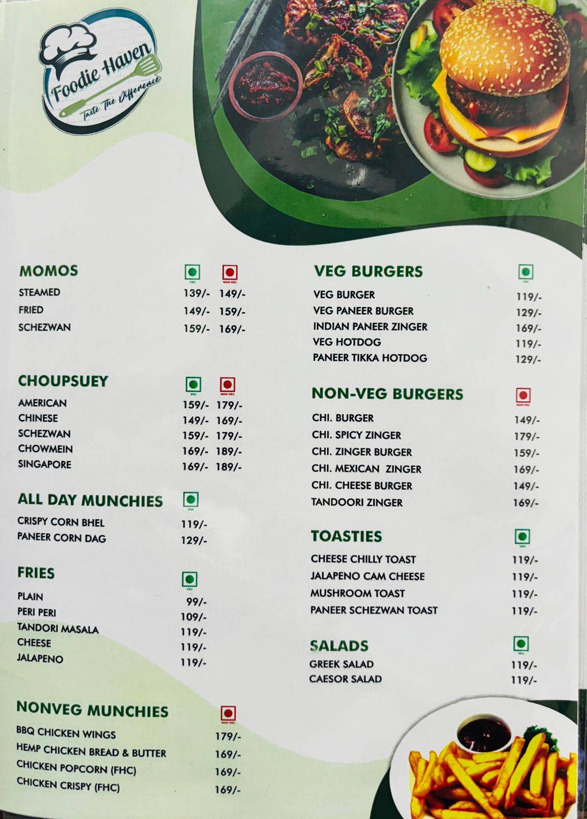 Foodie Haven menu