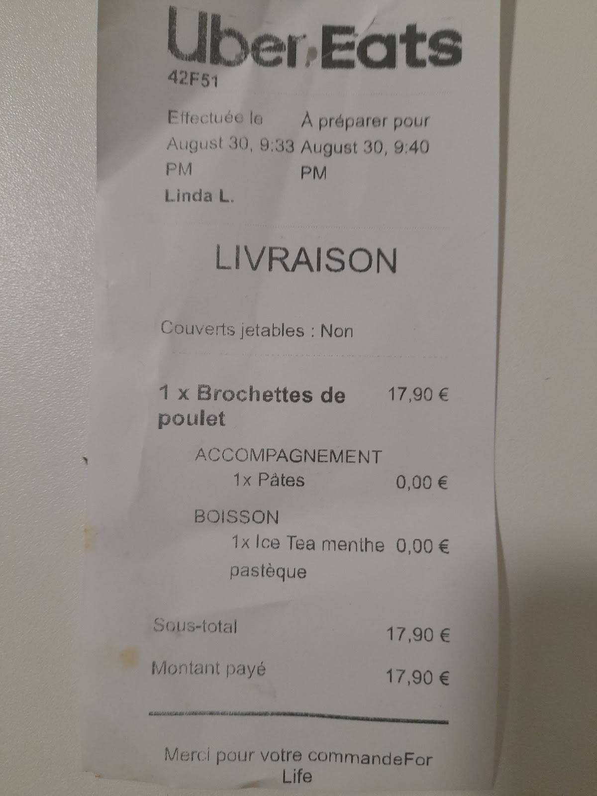 Menu de For Life