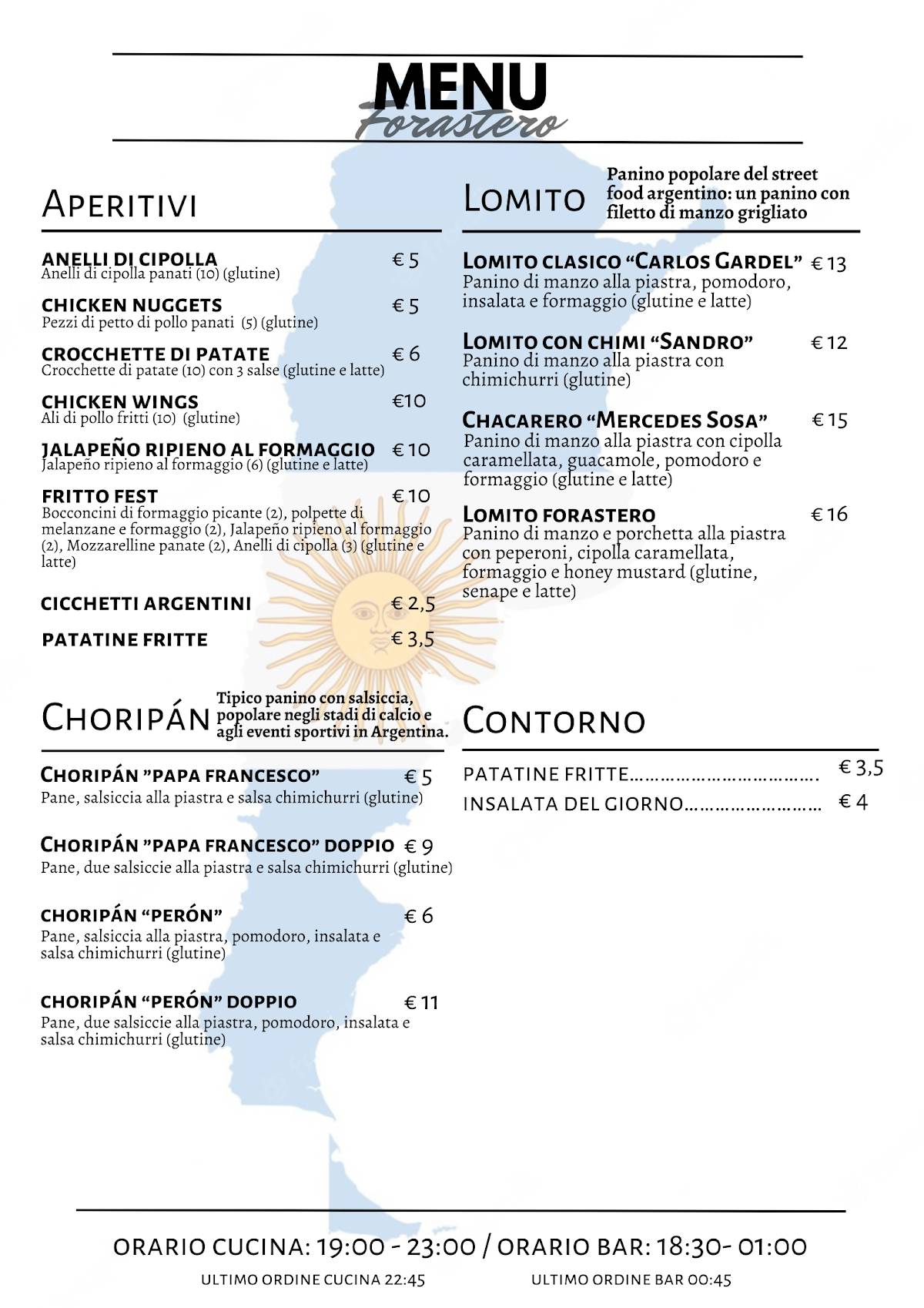 Menu di Forastero PD 