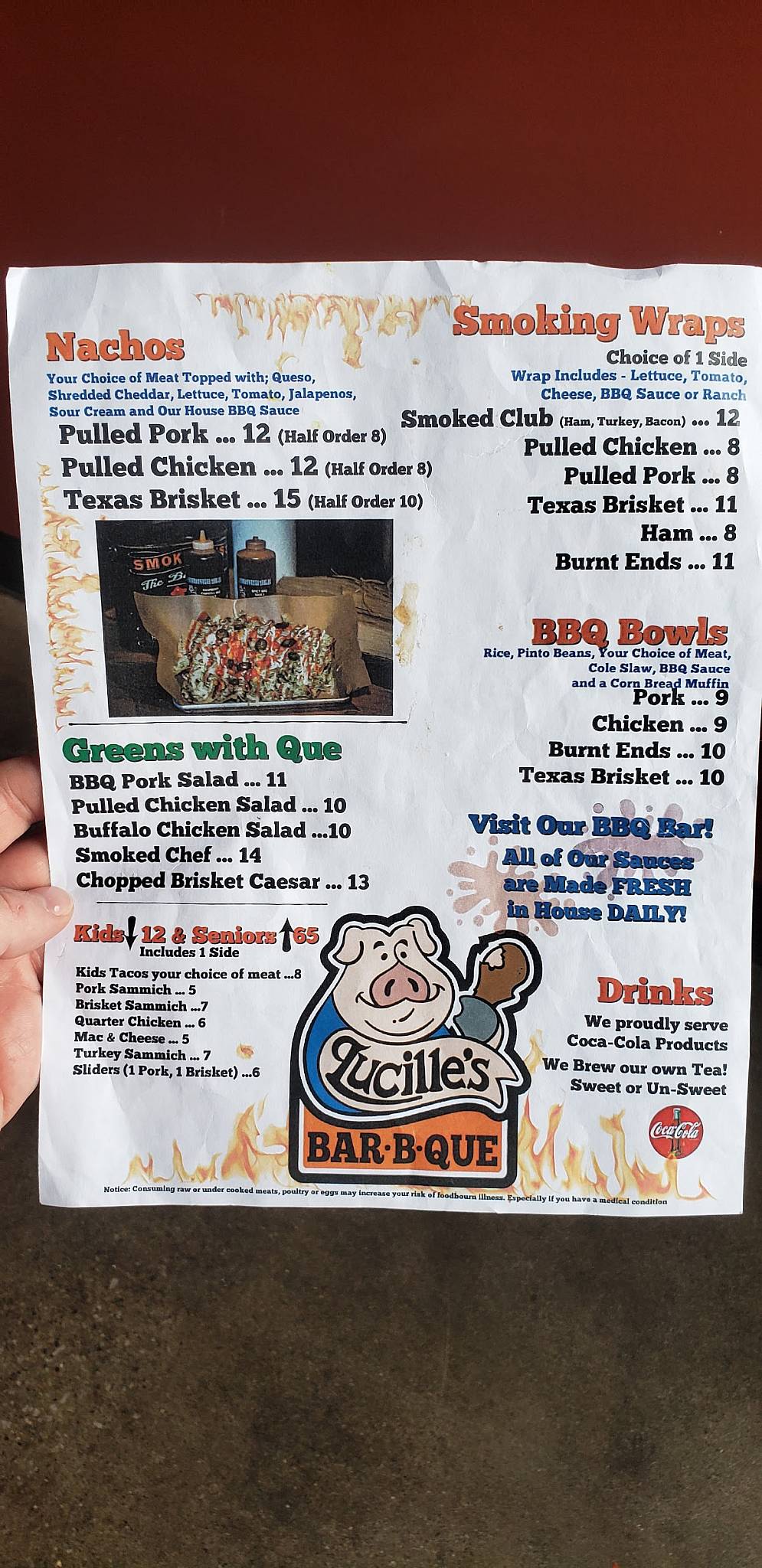 Menu at Lucille's BBQ, Fort Wayne