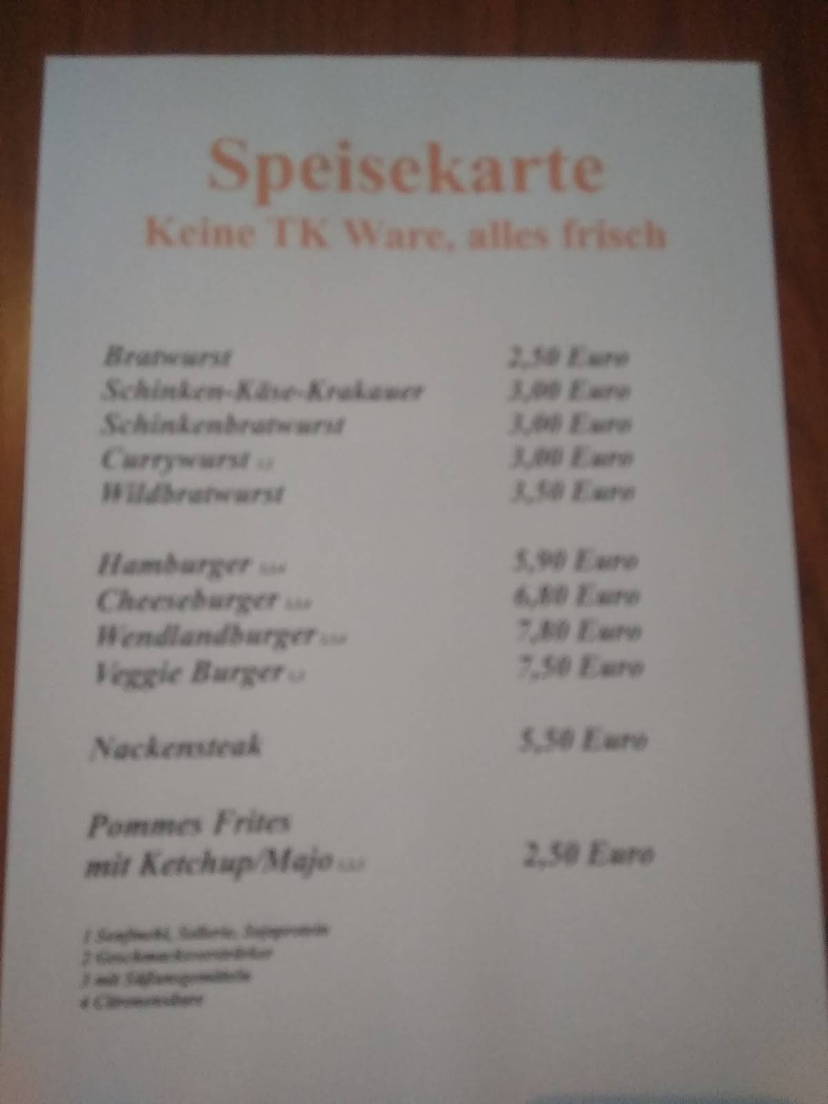 Speisekarte von Franks Wanderrast restaurant, Gartow