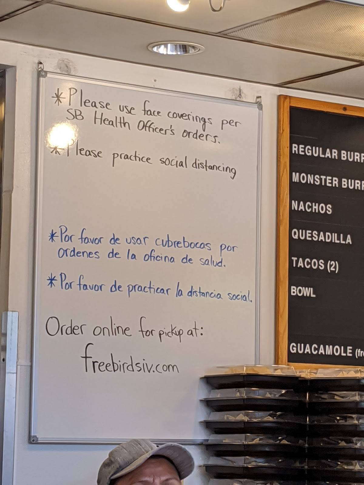 Menu at Freebirds restaurant, Isla Vista