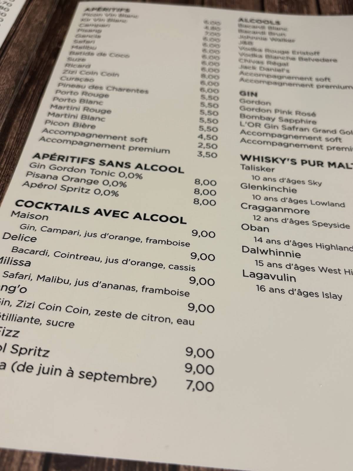 Menu de French-Inn