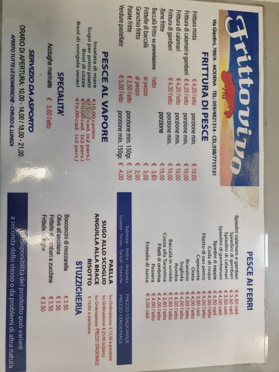 Menu di Frittovivo 