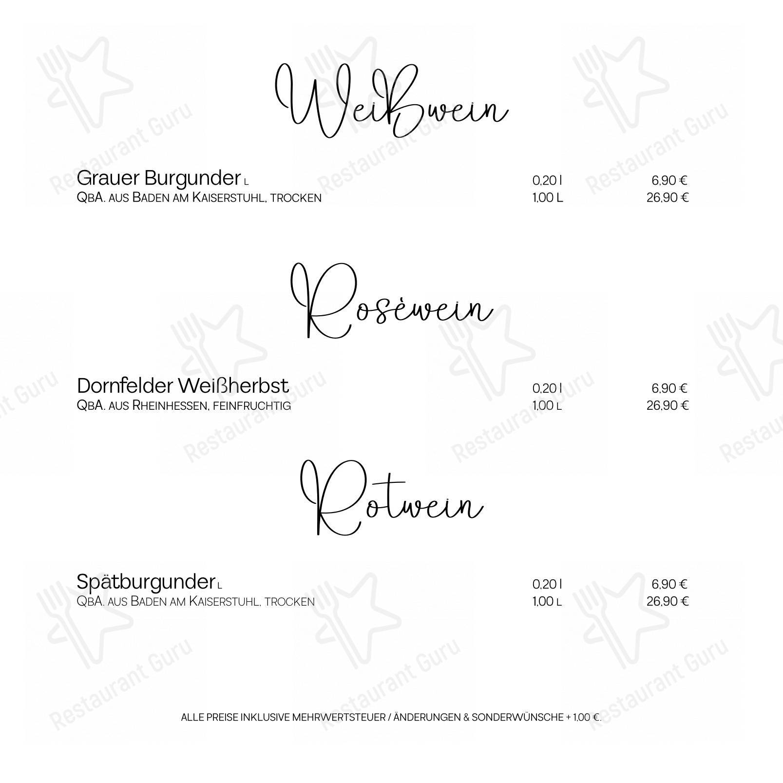 Menu pour Fritz Reuter Stuben (KTV) restaurant