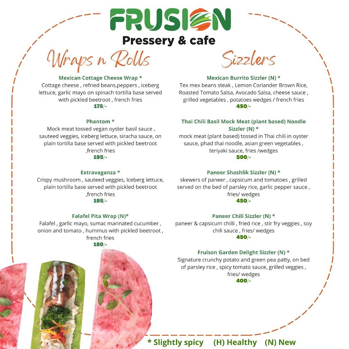 Frusion - Pressery & Cafe menu