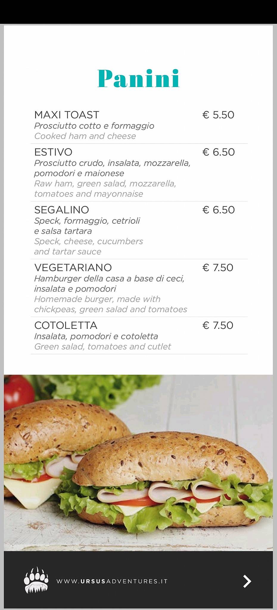 Menu di Ursus Bar 