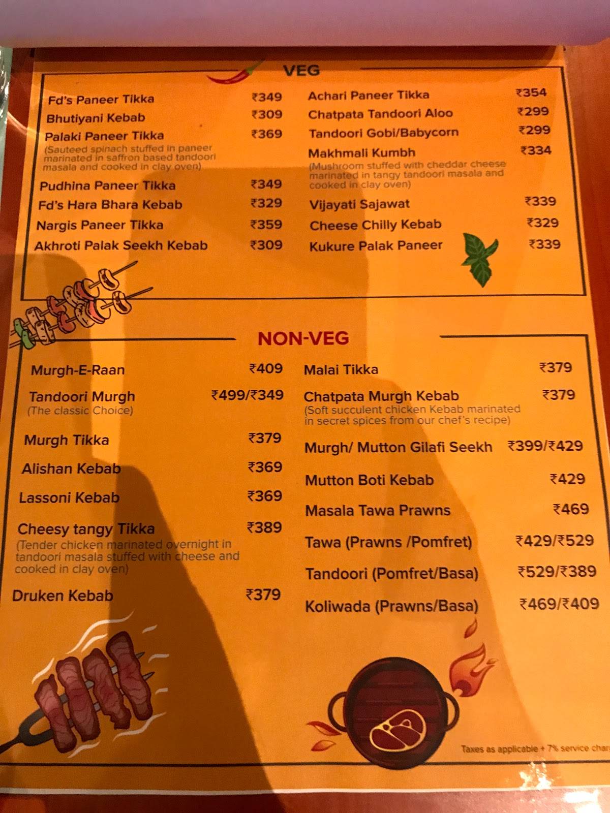 Fusion Dhaba menu