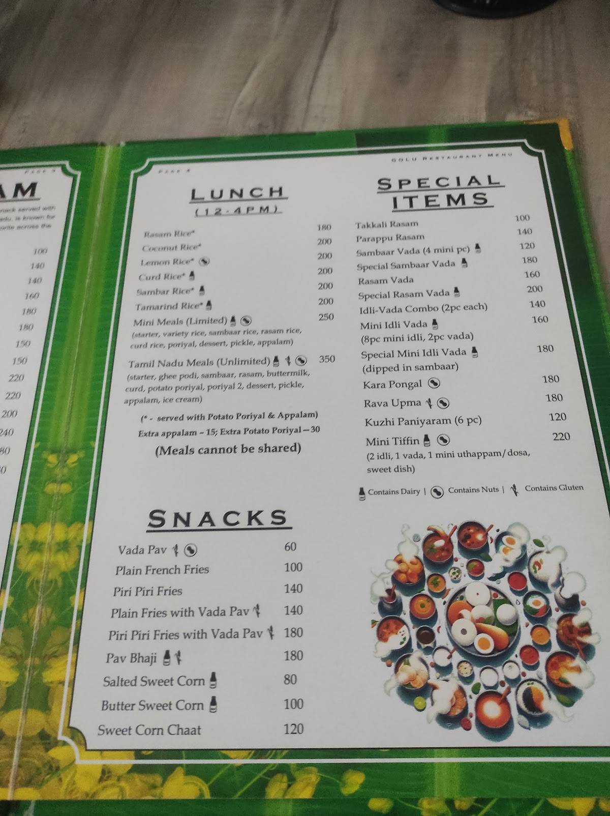 GOLU restaurant - South Indian Delicacy & Coffee Spot—a unit of SHAKH of Rishi'Kesh menu