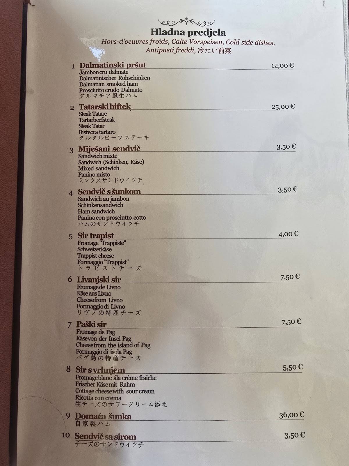 Menu di GOSTIONICA RESTORAN PURGER 