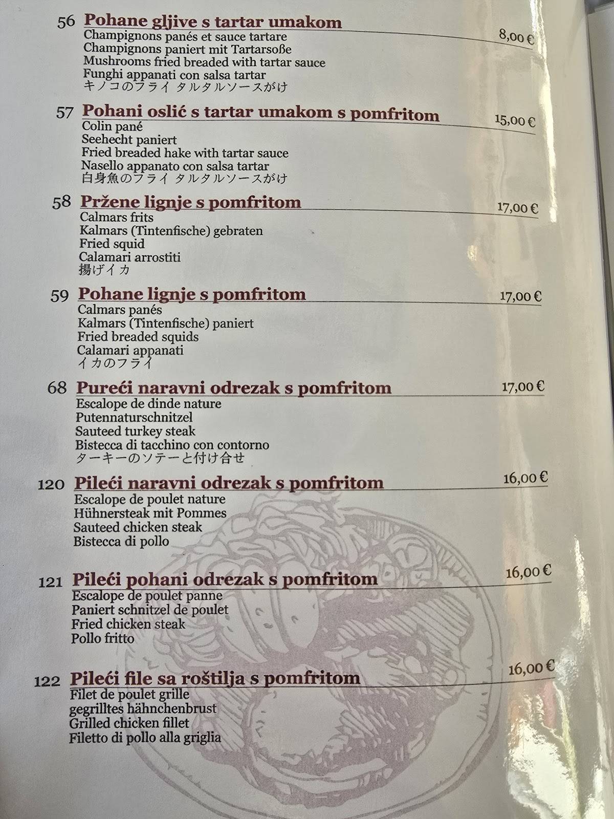 Menu di GOSTIONICA RESTORAN PURGER 