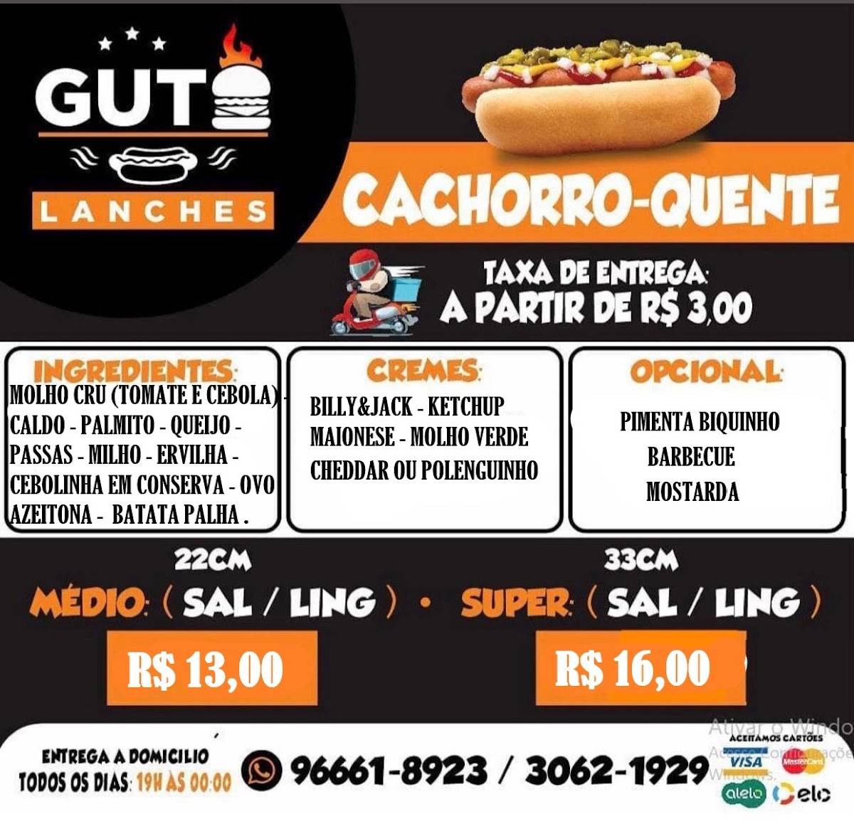 GUTO LANCHES (SÃO JOÃO DE MERITI) cardápio