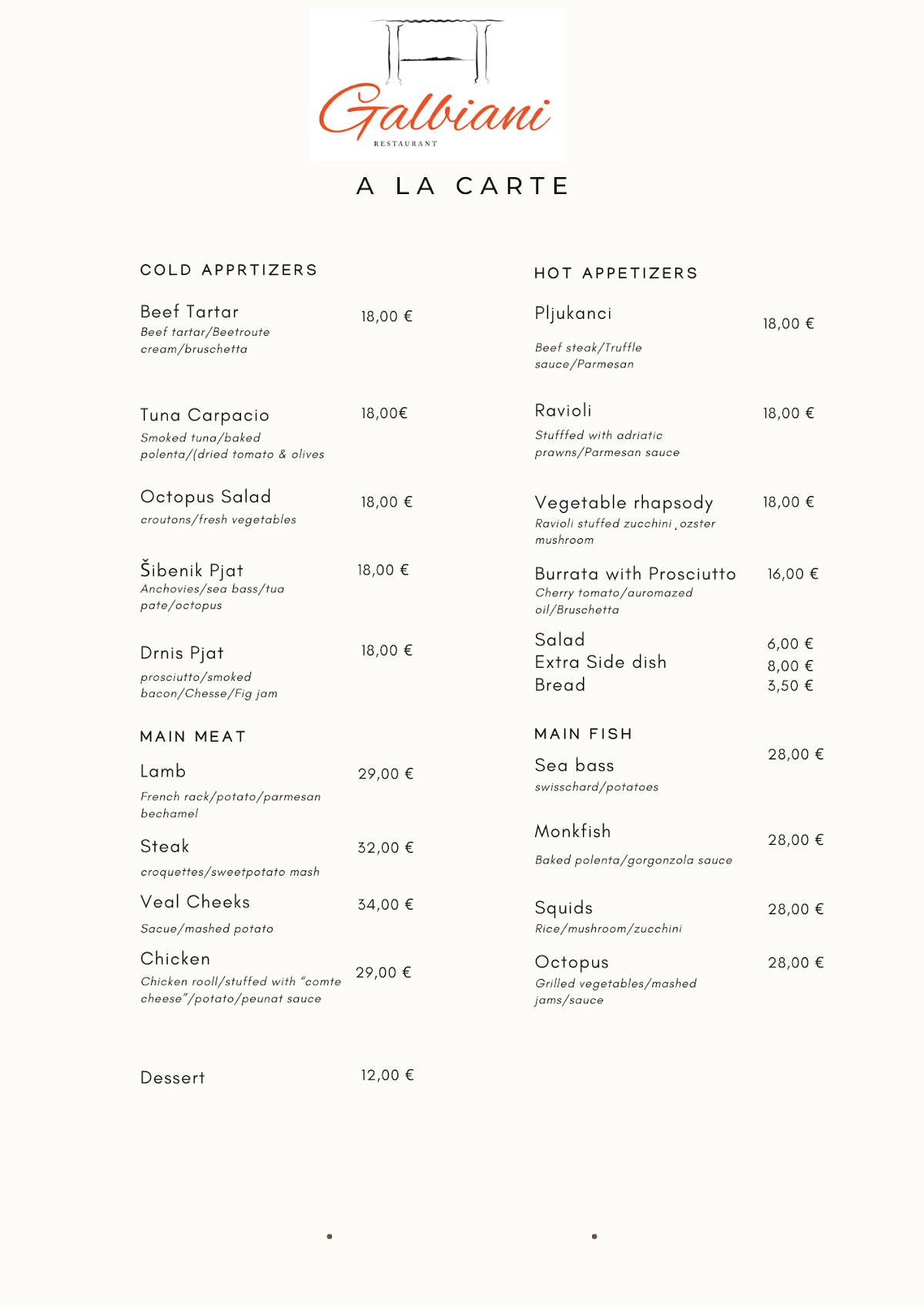 Menu di Il-palazzo Galbiani 