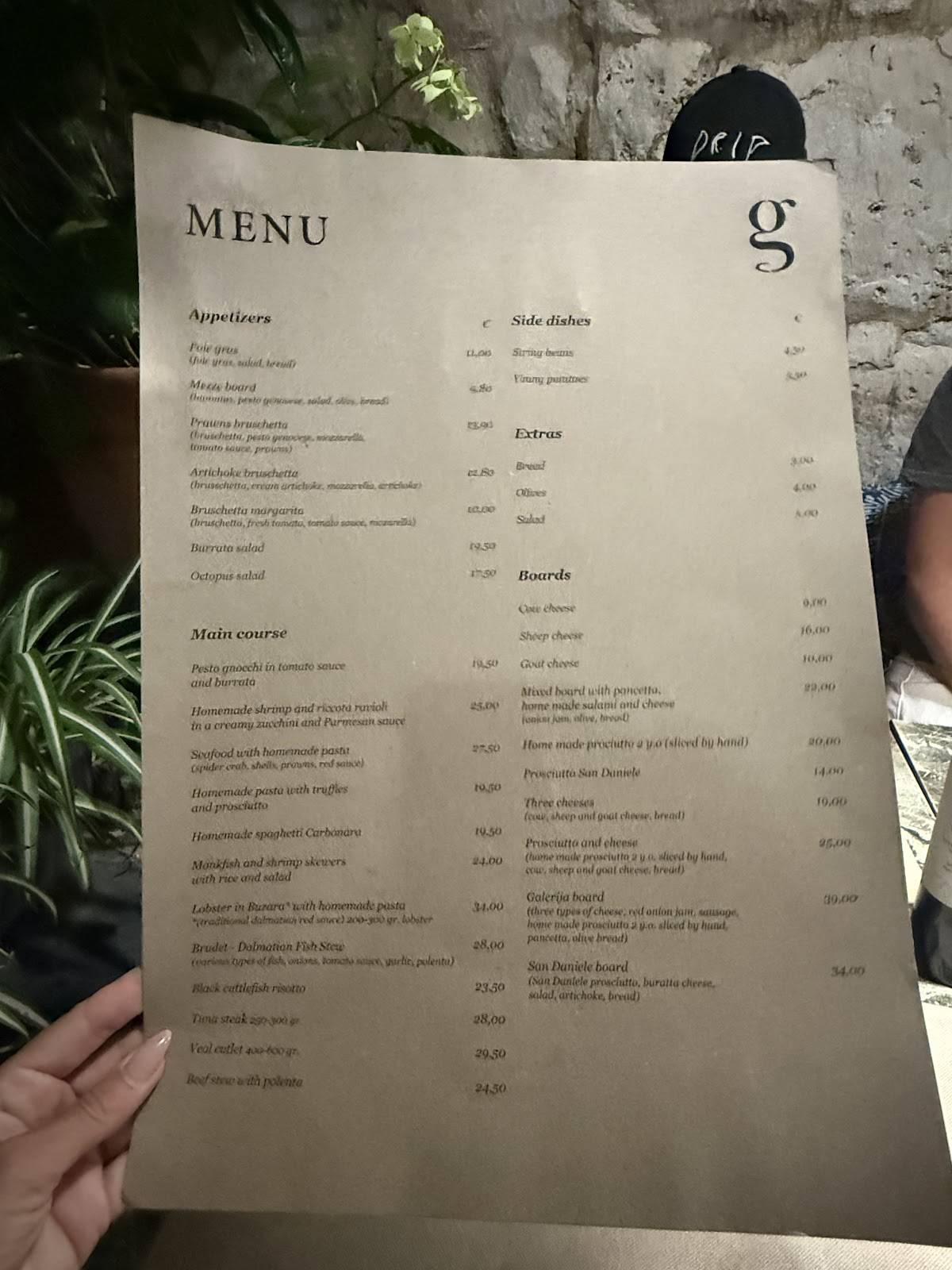Menu di Galerija Bar Food 