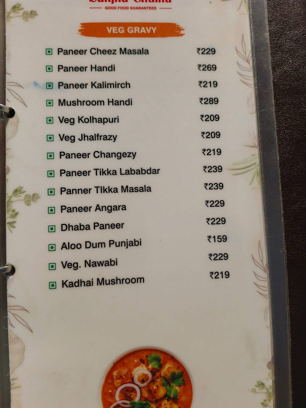 Sanjha Chulla menu