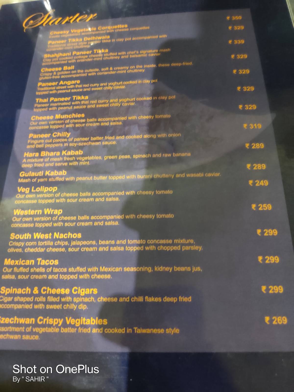 Garnish Terrace Restaurant menu