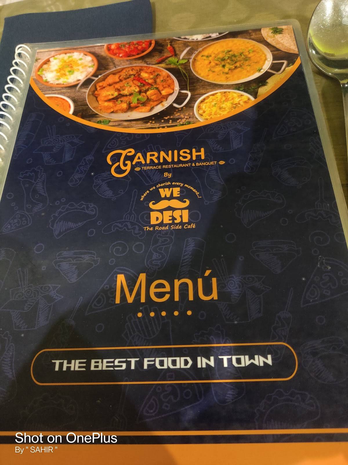 Garnish Terrace Restaurant menu