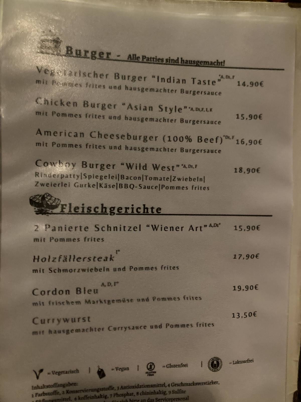 Menu de Gasthaus "Alter Simpl"