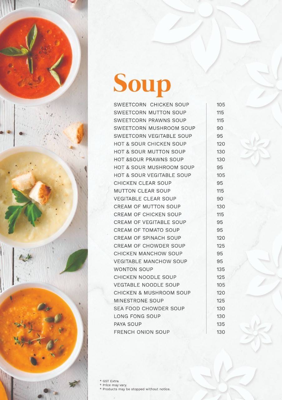 Gazania Indo Arab Restaurant menu