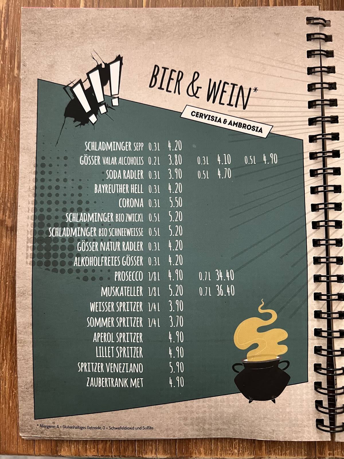 Menu de Geek's Café-Bar