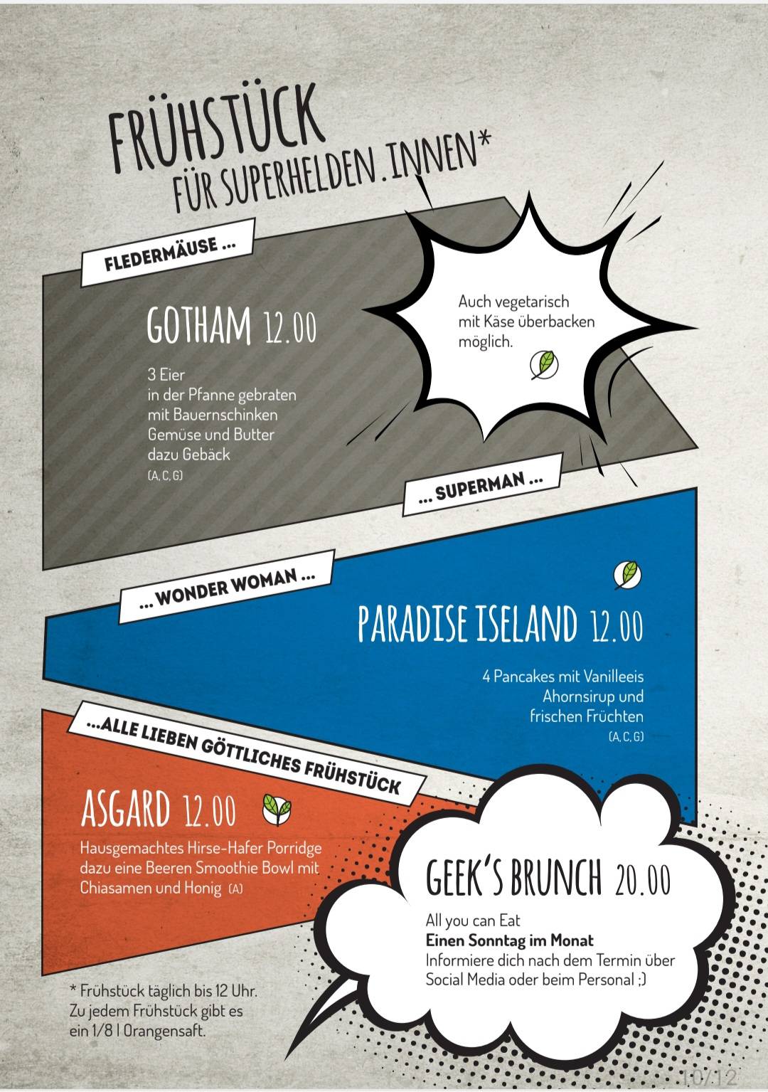 Menu de Geek's Café-Bar